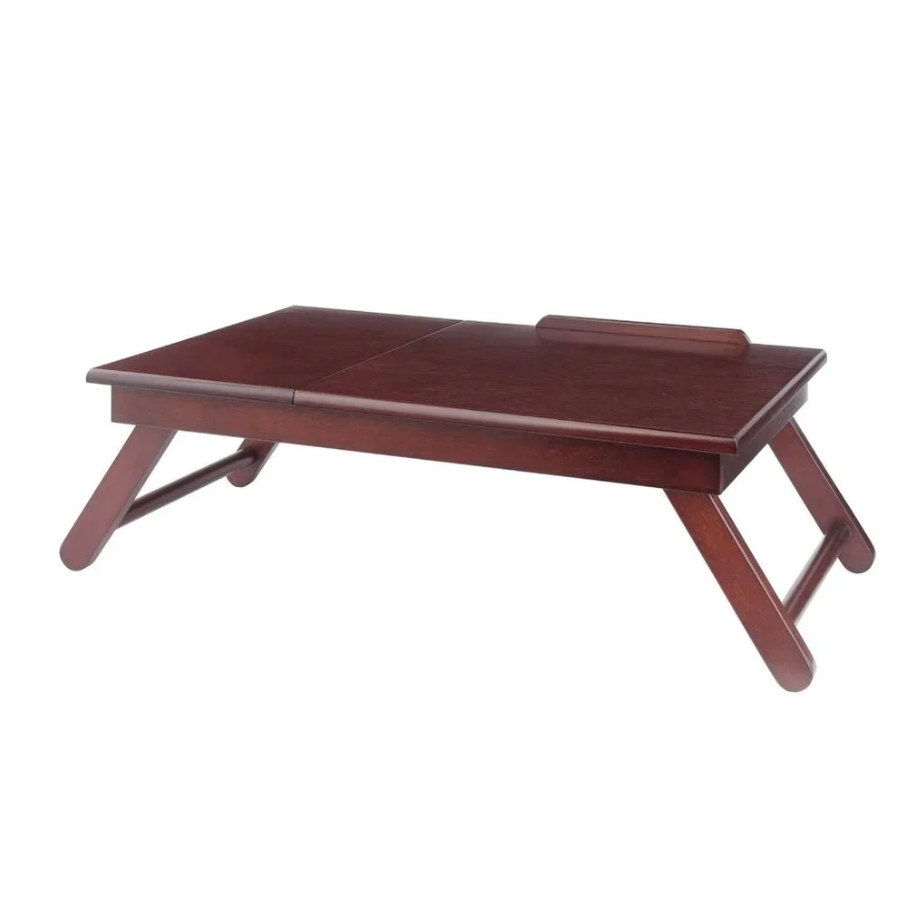 NEW Walnut Winsome Alden Bed Laptop Tray Lap Desk Reading Workstation W/ Drawer